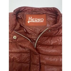 Women's HERNO Down Vest Puffer Full Zip Ultralight Goose Down Size 50 Red
